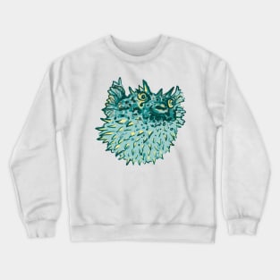 Angry blue pufferfish Crewneck Sweatshirt